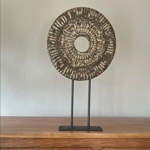 Pottery Barn Brown Circular Art Sculpture